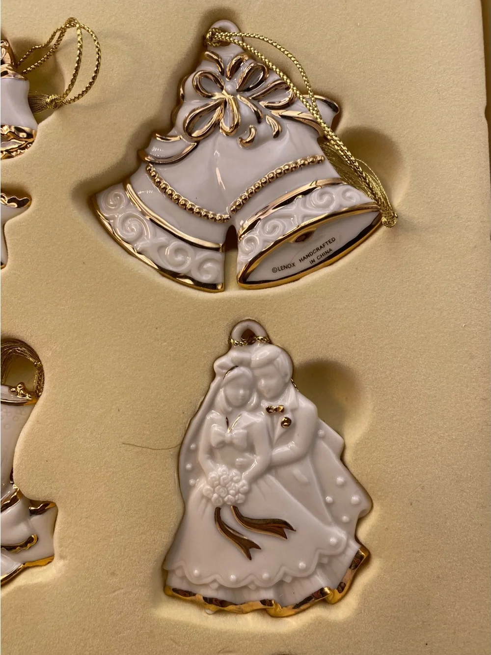 Lenox White and Gold Wedding Ornament Set of 11 Porcelain Décor